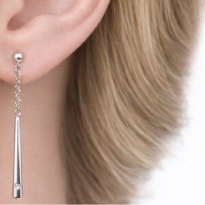 Elegant Silver Drop Earrings with Diamond Detail